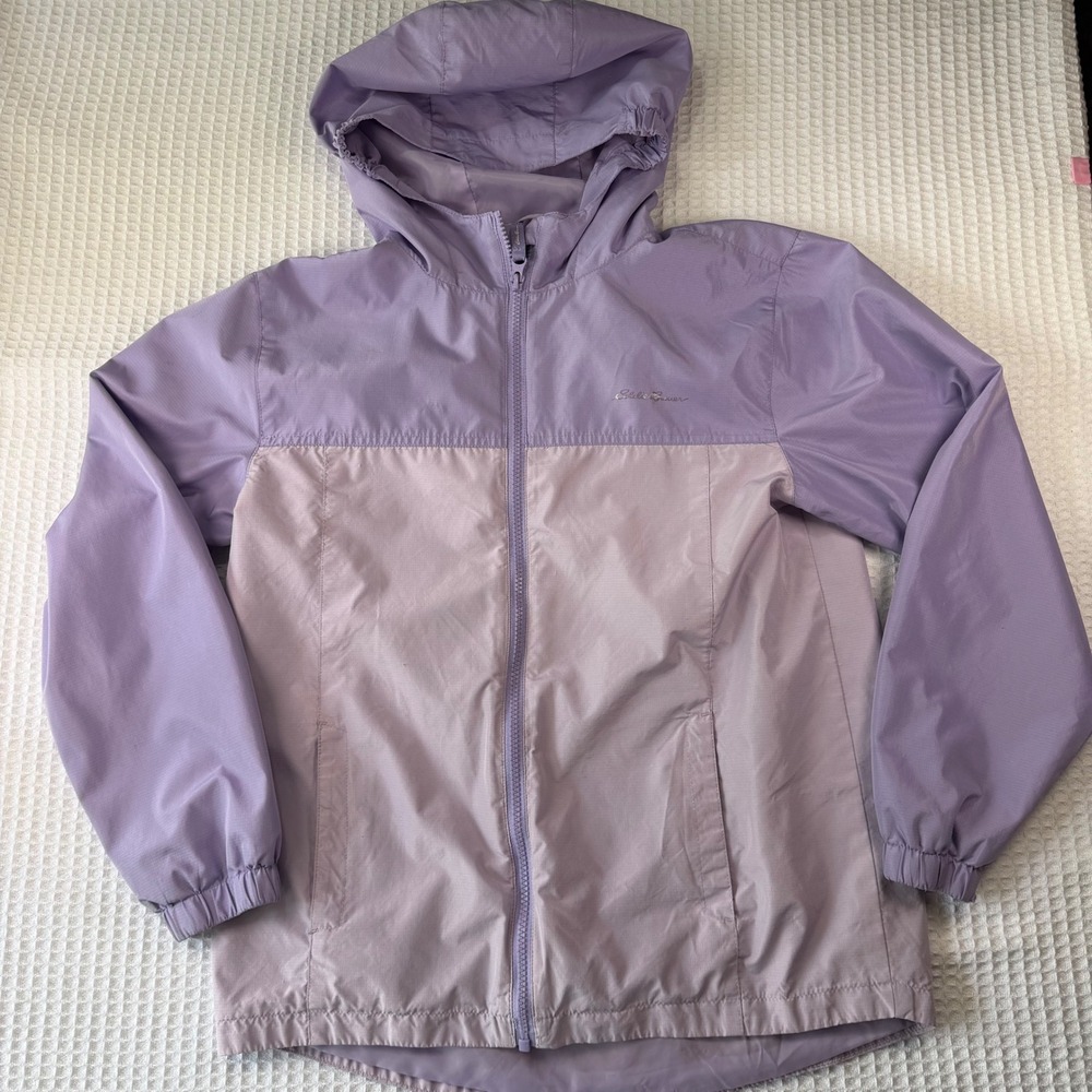 Eddie Bauer Kids Purple Colorblock Hooded Windbreaker Jacket Size L 14/16